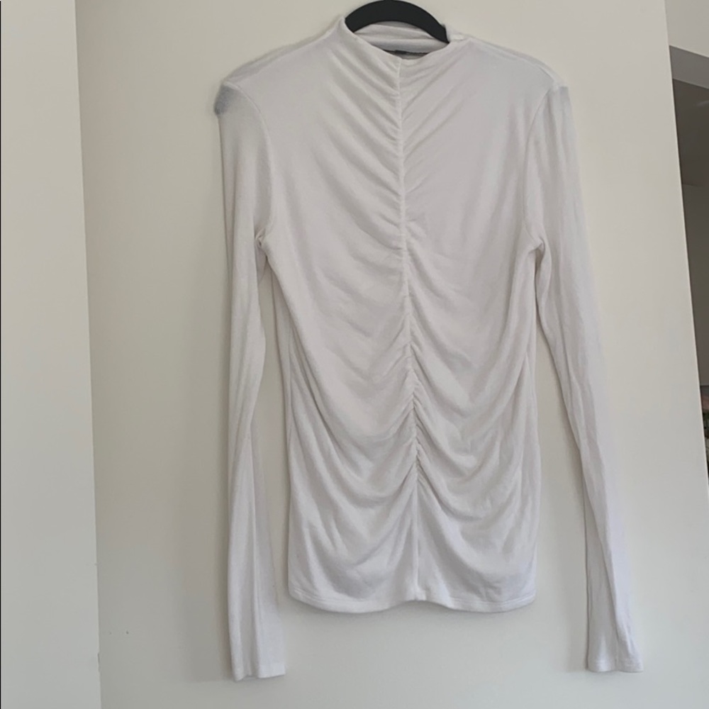 Veronica Beard white ruched Theresa turtleneck